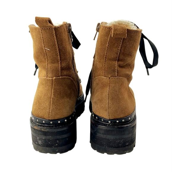 Steve Madden Rainier Women's Brown Suede Leather Lace Up Studded Hiker Boots 8M - Picture 3 of 6